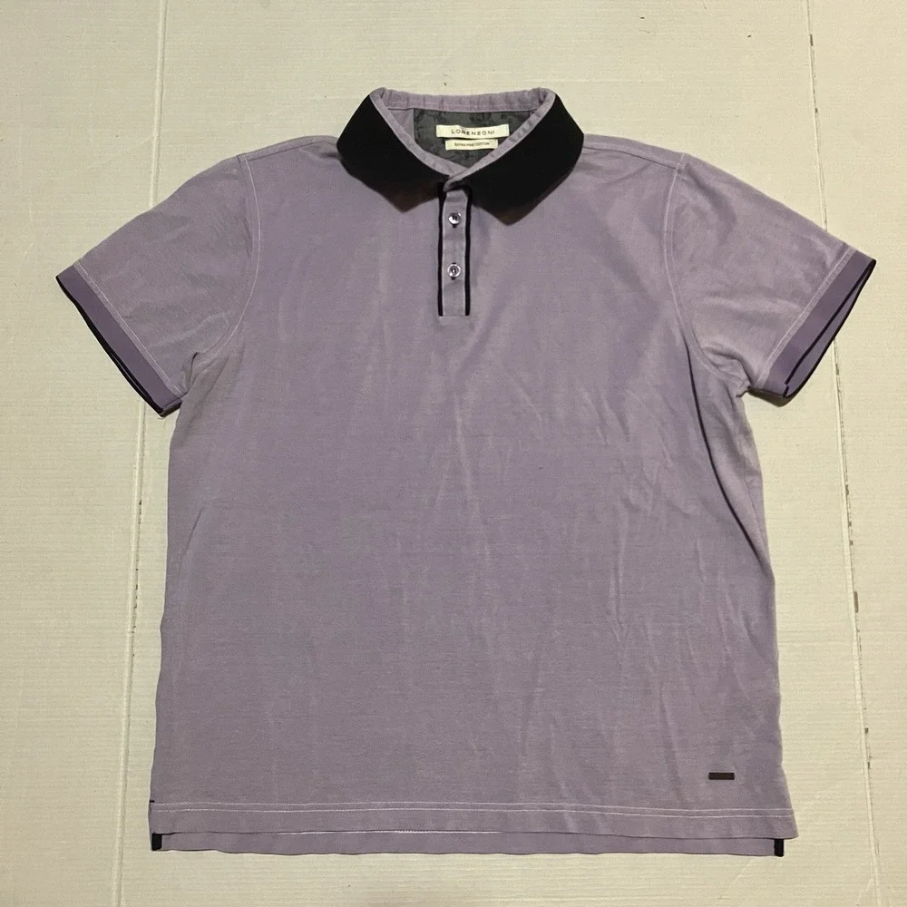 Lorenzoni Golf Polo Shirt Size Large Men Extra Fine‎ Cotton Purple Made In Italy